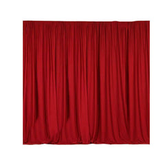2 Pack Red Scuba Polyester Event Curtain Drapes, Durable Flame Resistant Backdrop Event Panels Wrinkle Free with Rod Pockets - 10ftx10ft