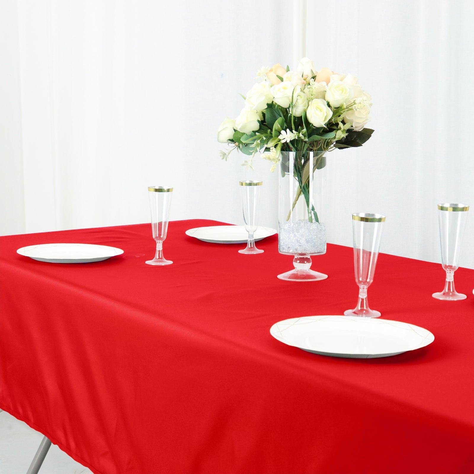 Cotton Blend 60"x102" Rectangle Tablecloth Red - Wrinkle-Resistant Table Cover