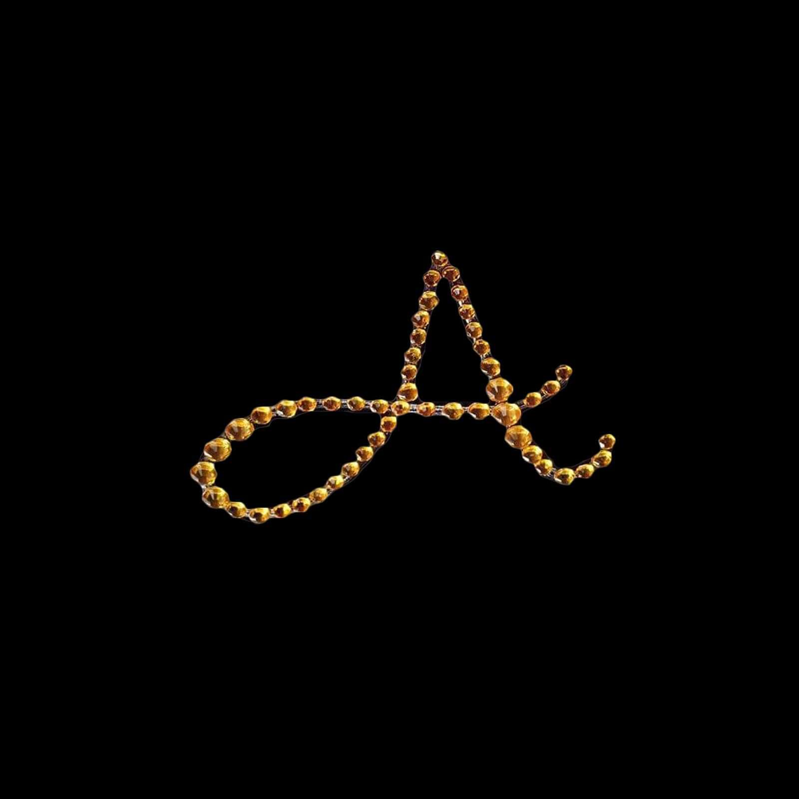 12 Pack 1.5" Gold Rhinestone Monogram Letter Jewel Sticker Self Adhesive DIY Diamond Decor - A