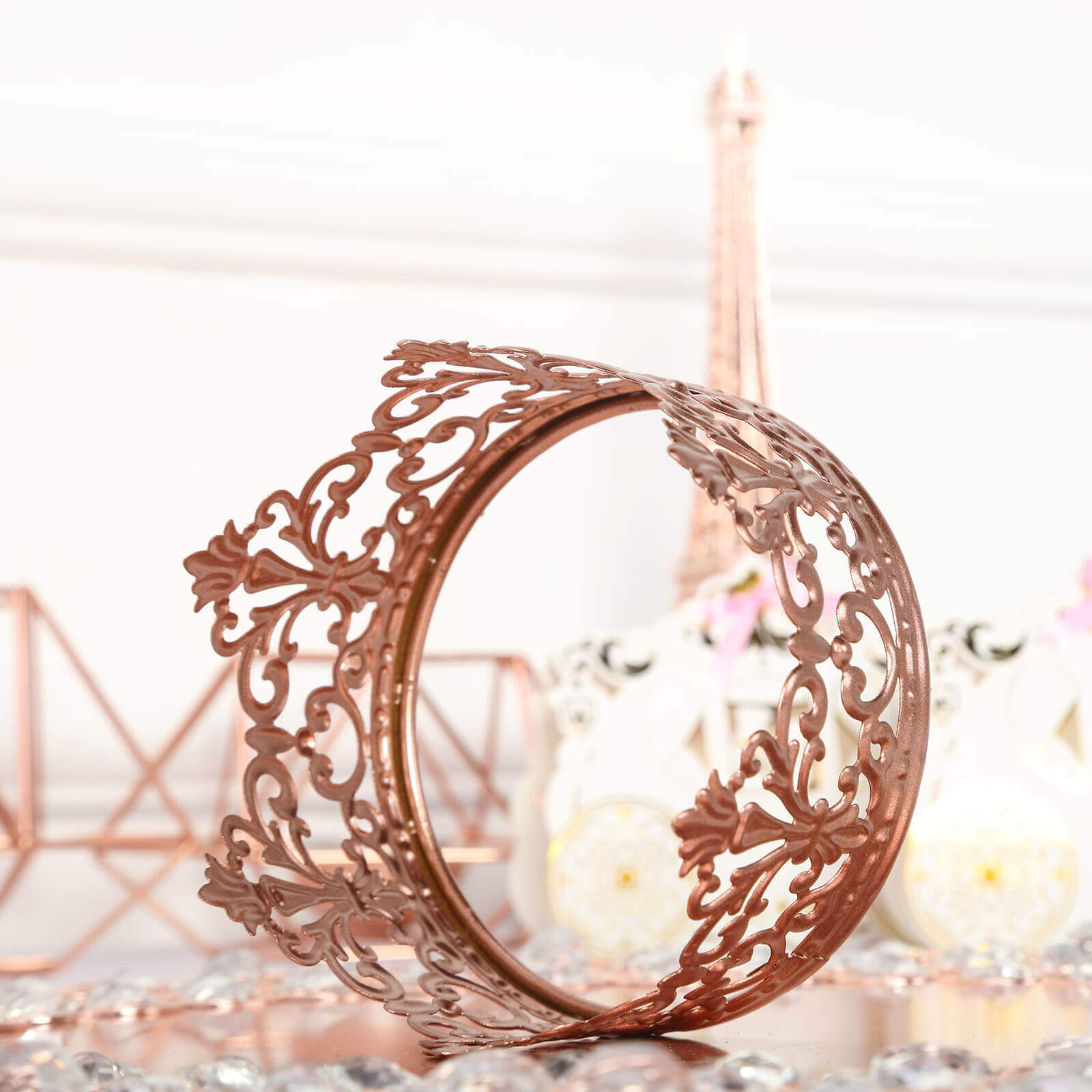 Metal Princess Crown Cake Topper Rose Gold - Exquisite Cake Centerpiece Decor for Quinceañeras Bridal Showers & Fairytale-Themed Events 2"