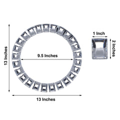 2-Pack Glass Mirror Round Charger Plates 13" in Silver with Jeweled Rim - Premium Decorative Dinner Party Charger Tableware