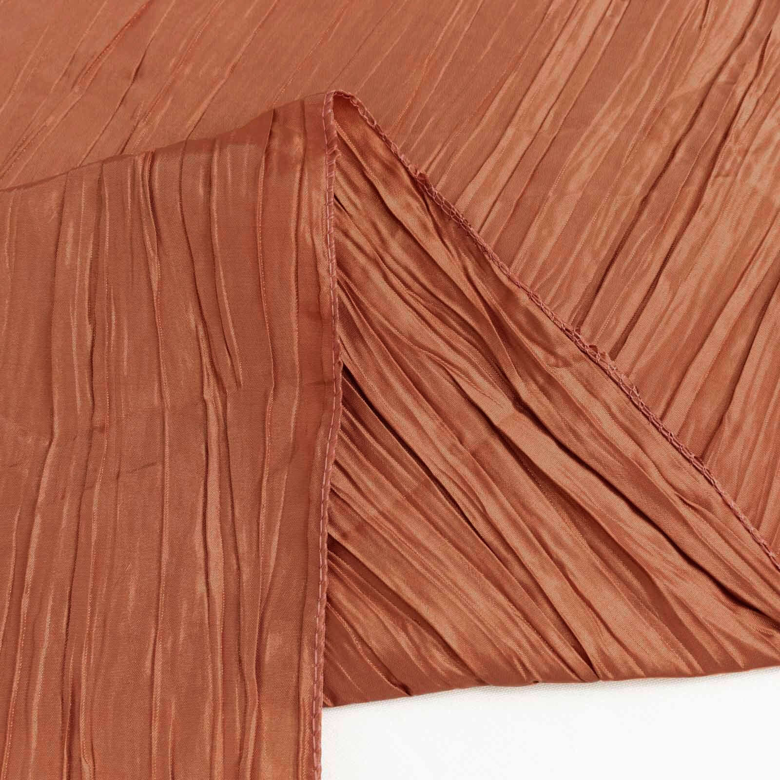 Taffeta 132" Round Tablecloth Terracotta (Rust) - Seamless Accordion Crinkle Table Cover