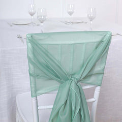 5 Pack Premium Chiffon Chair Sashes Eucalyptus Sage - Soft & Lightweight Designer Chair Bows 22"x78"