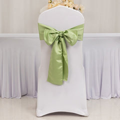 5 Pack Lamour Satin 6"x106" Chair Sashes Sage Green - Stylish Reusable Decorative Bows