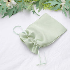 12 Pack 5"x7" Sage Green Satin Drawstring Wedding Party Favor Gift Bags, Drawstring Pouch Gift Bags