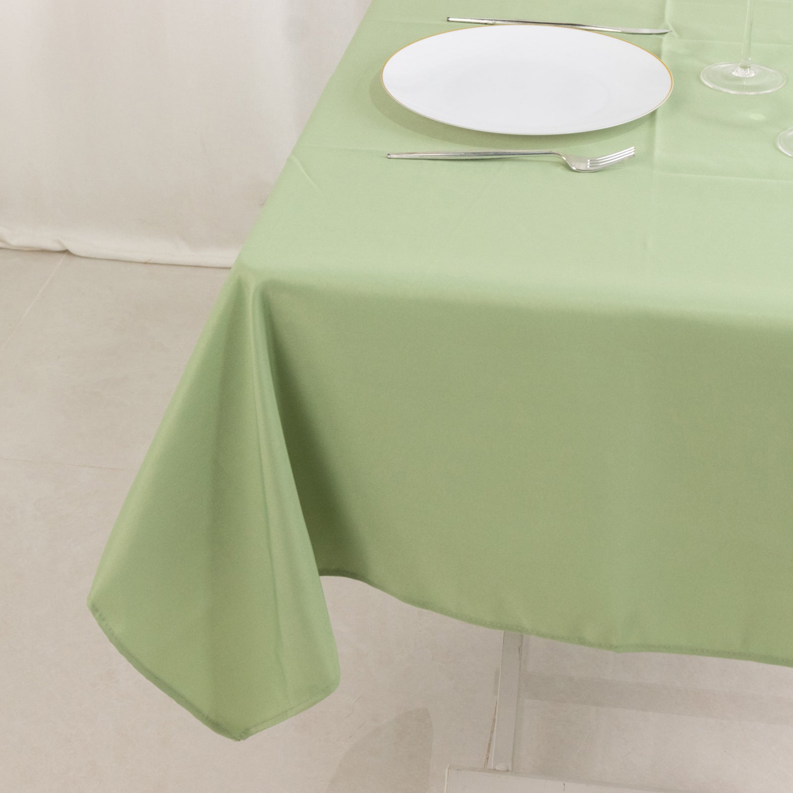 Premium Polyester 54"x54" Table Overlay Square Tablecloth Sage Green - Stain and Wrinkle-Resistant 220GSM Table Topper