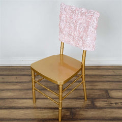 Satin 16" Chair Caps with Rosette Design for Chiavari Chairs Blush - Exquisite Chair Back Cover for Weddings & Parties