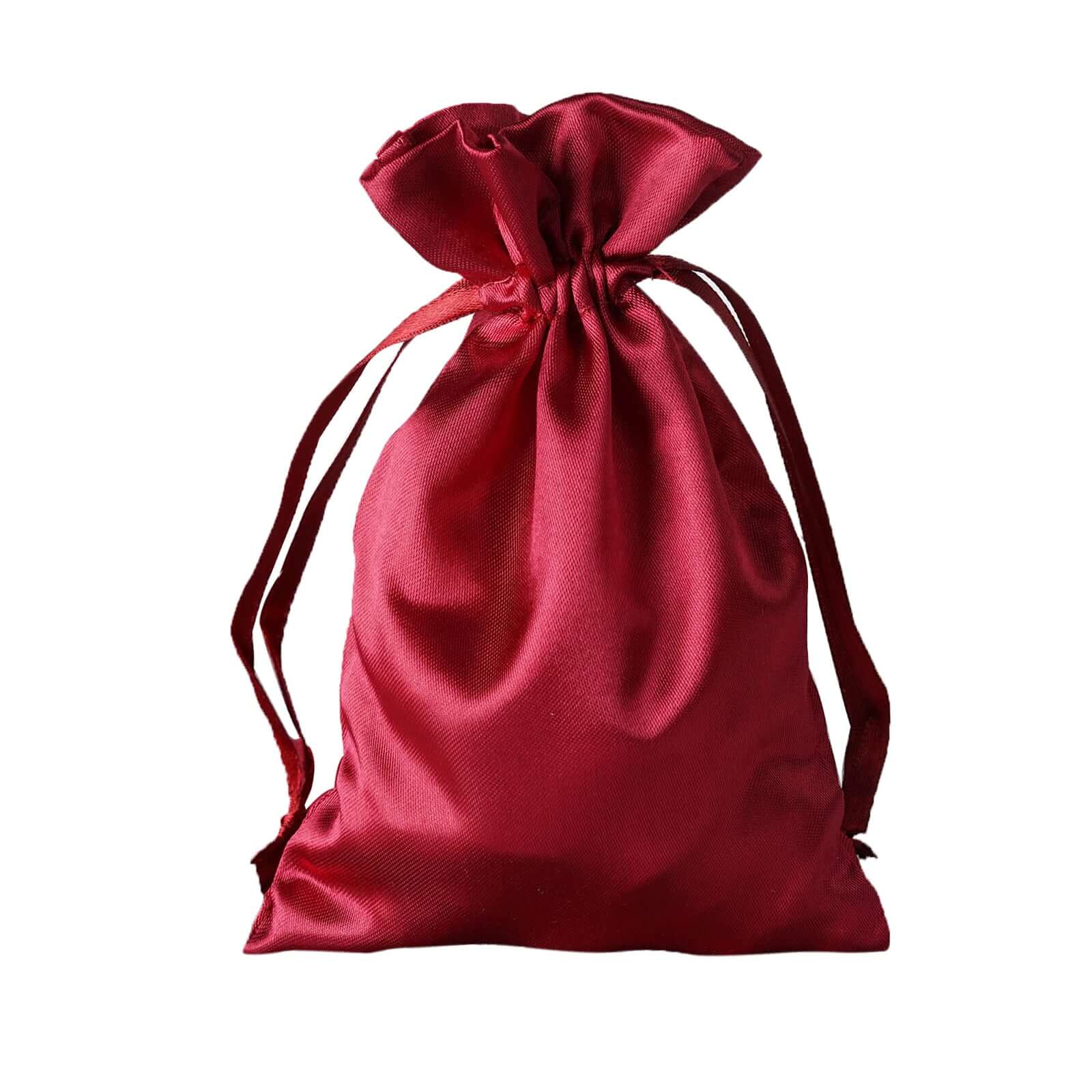 12 Pack 4"x6" Burgundy Satin Drawstring Wedding Party Favor Gift Bags