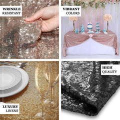 Sequin 90"x90" Table Overlay Square Tablecloth Black - Sparkly Table Cover