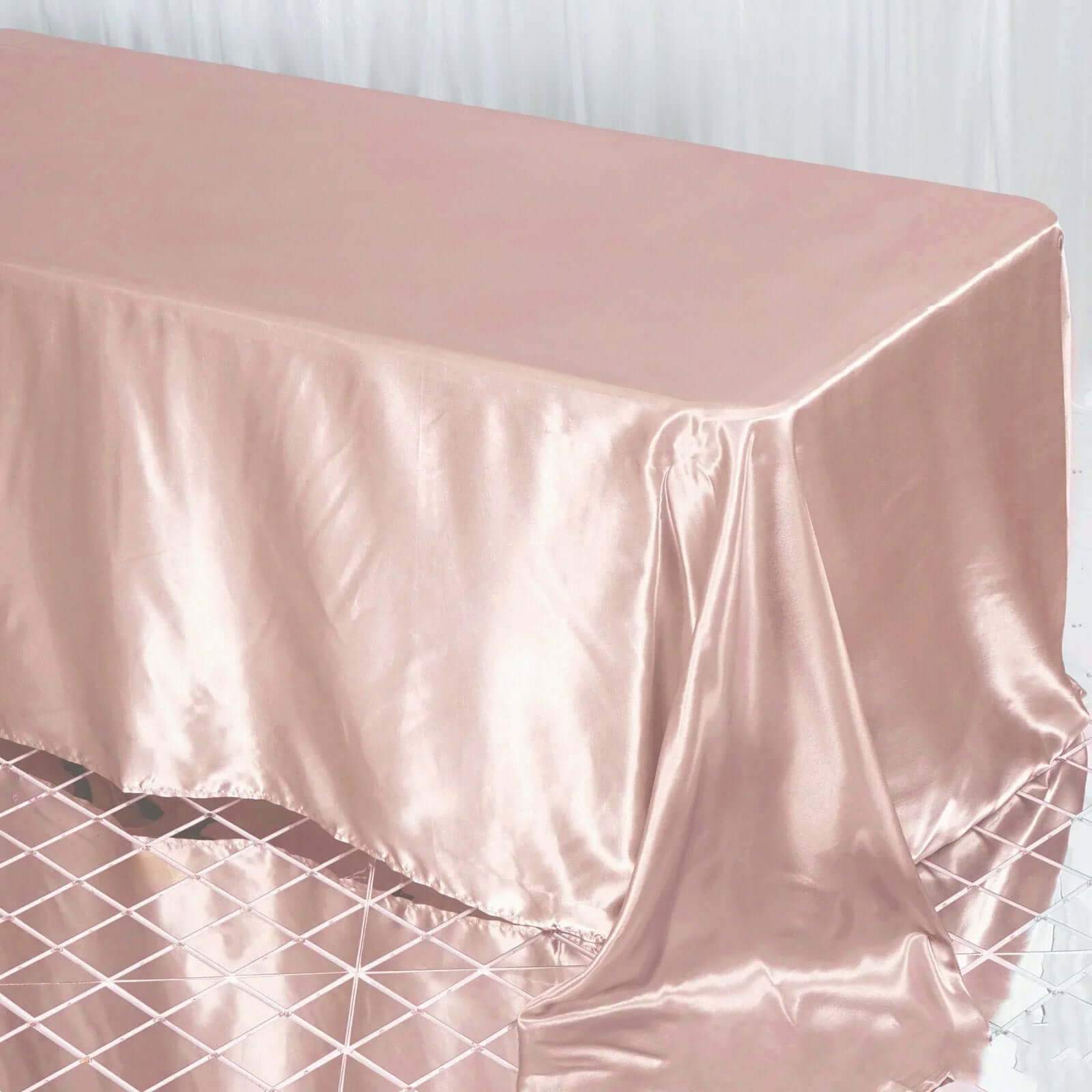 Satin Rectangular 90"x132" Tablecloth Dusty Rose Satin - Seamless Table Cover