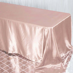Satin Rectangular 90"x132" Tablecloth Dusty Rose Satin - Seamless Table Cover