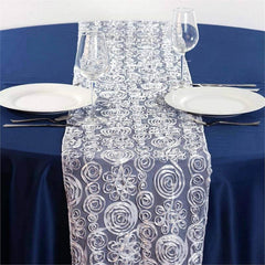 12"x108" Silver Couture Tulle Satin Table Runner