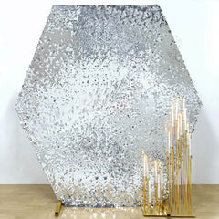 8ftx7ft Silver Big Payette Sequin Sparkly Hexagon Backdrop Stand Cover