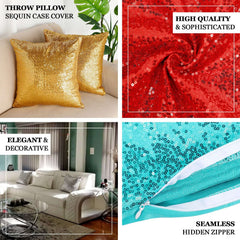 2 Pack 18"x18" Sequin Throw Pillow Cover, Decorative Cushion Case - Square Royal Blue Sequin