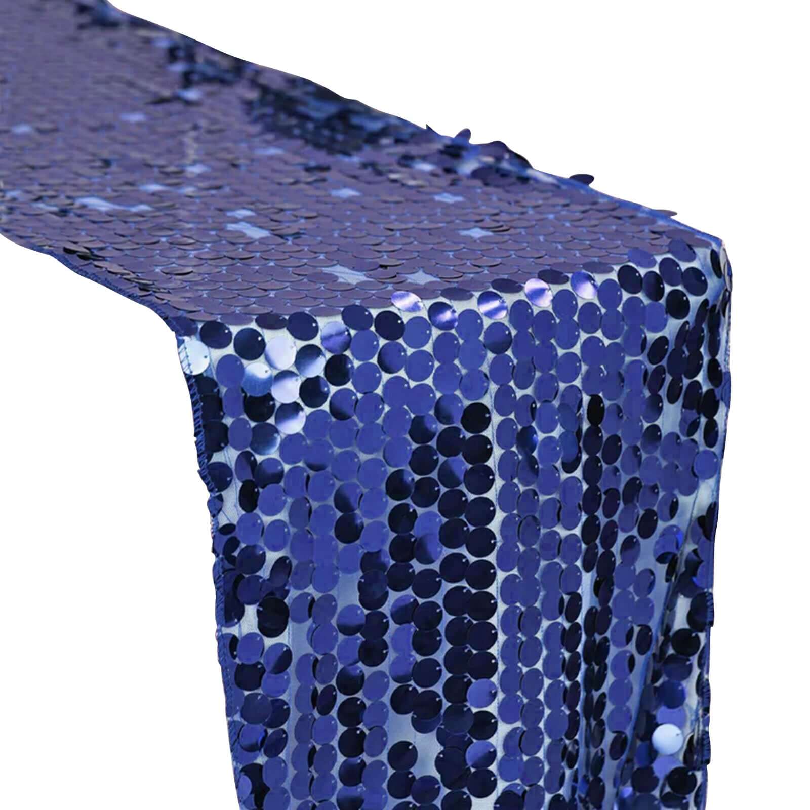 Big Payette Sequin 13"x108" Table Runner Navy Blue - Dazzling Design