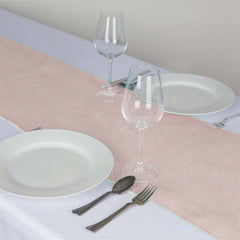 Burlap Jute 14"x108" Table Runner Blush - Rustic Boho Chic Tabletop Decor