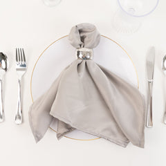 5 Pack Lamour Satin 20"x20" Napkins Silver - Soft Matte Finish Dinner Napkins