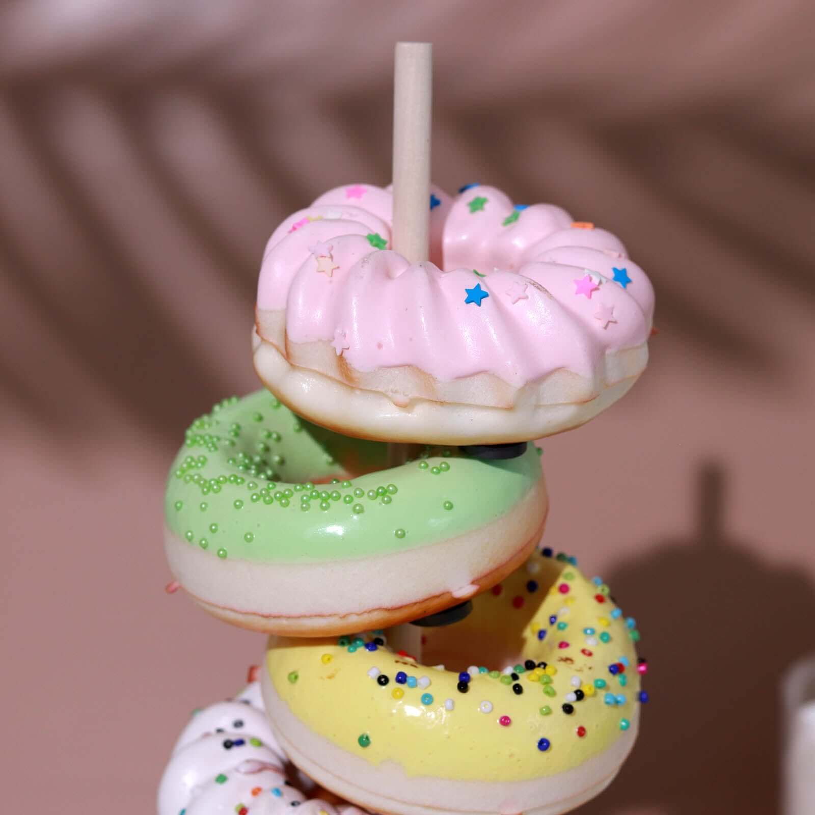 2-Pack Wooden Donut Stand Tower - Detachable Doughnut Rack Holder for Rustic Chic Dessert Tables