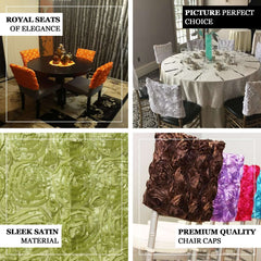 Satin 16" Chair Caps with Rosette Design for Chiavari Chairs Black - Exquisite Chair Back Cover for Weddings & Parties