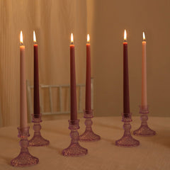12-Pack Taper Candles Premium Wax Design Mixed Dusty Rose - Unscented Candles for Sophisticated Decor 10"