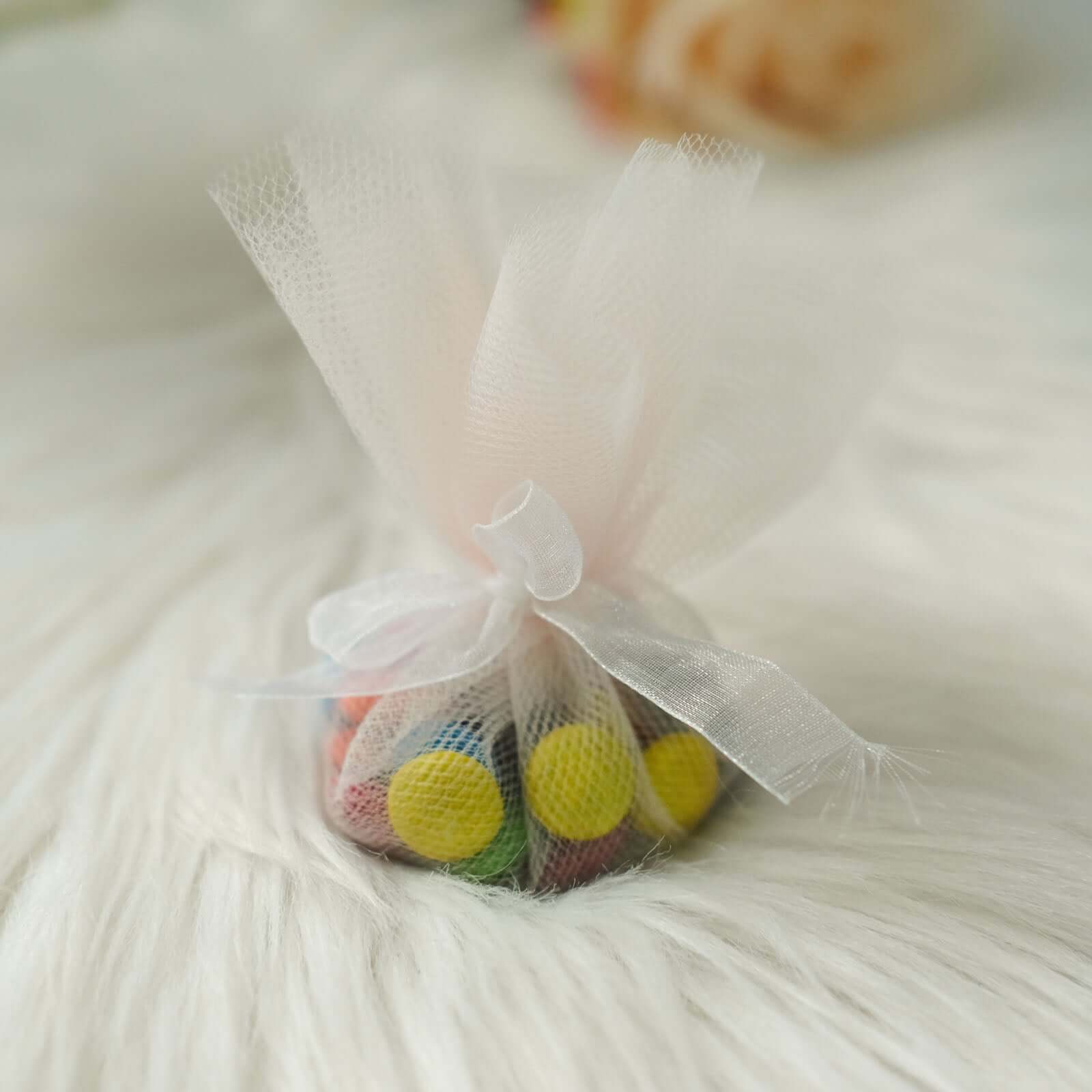 25 Pack 9" Beige Sheer Nylon Tulle Circles Favor Wrap Craft Fabric, DIY Candy Favor Wraps