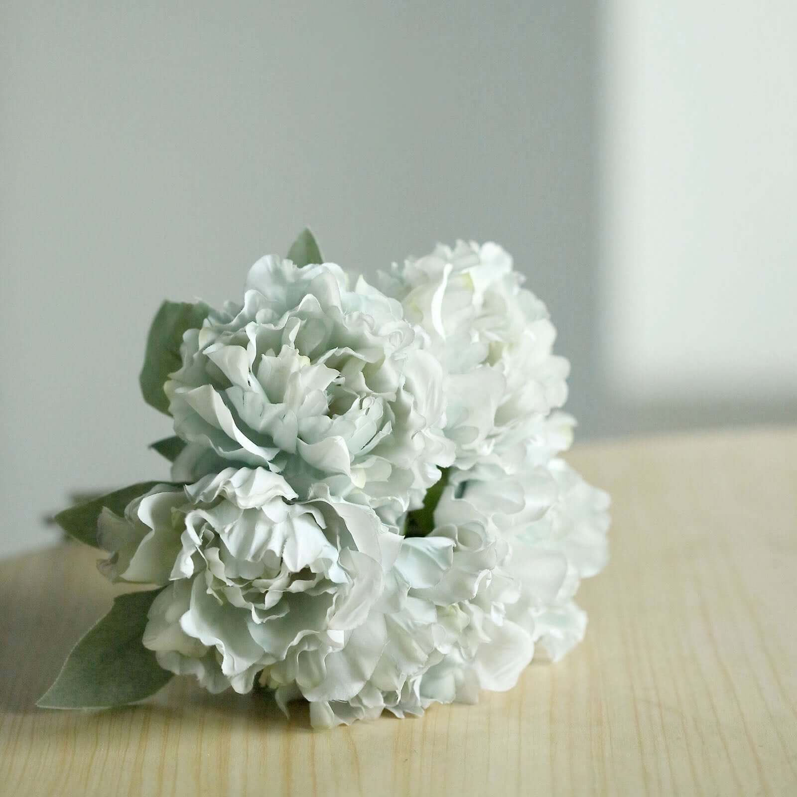 11" Silver Blue Real Touch Artificial Silk Peonies Flower Bouquet