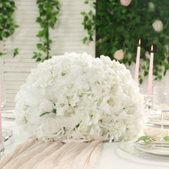 Pre-Arranged Silk Rose Bouquet Floral Arrangement Table Decor, Large Ivory Artificial Rose Flower Balls Wedding Centerpieces - 20"