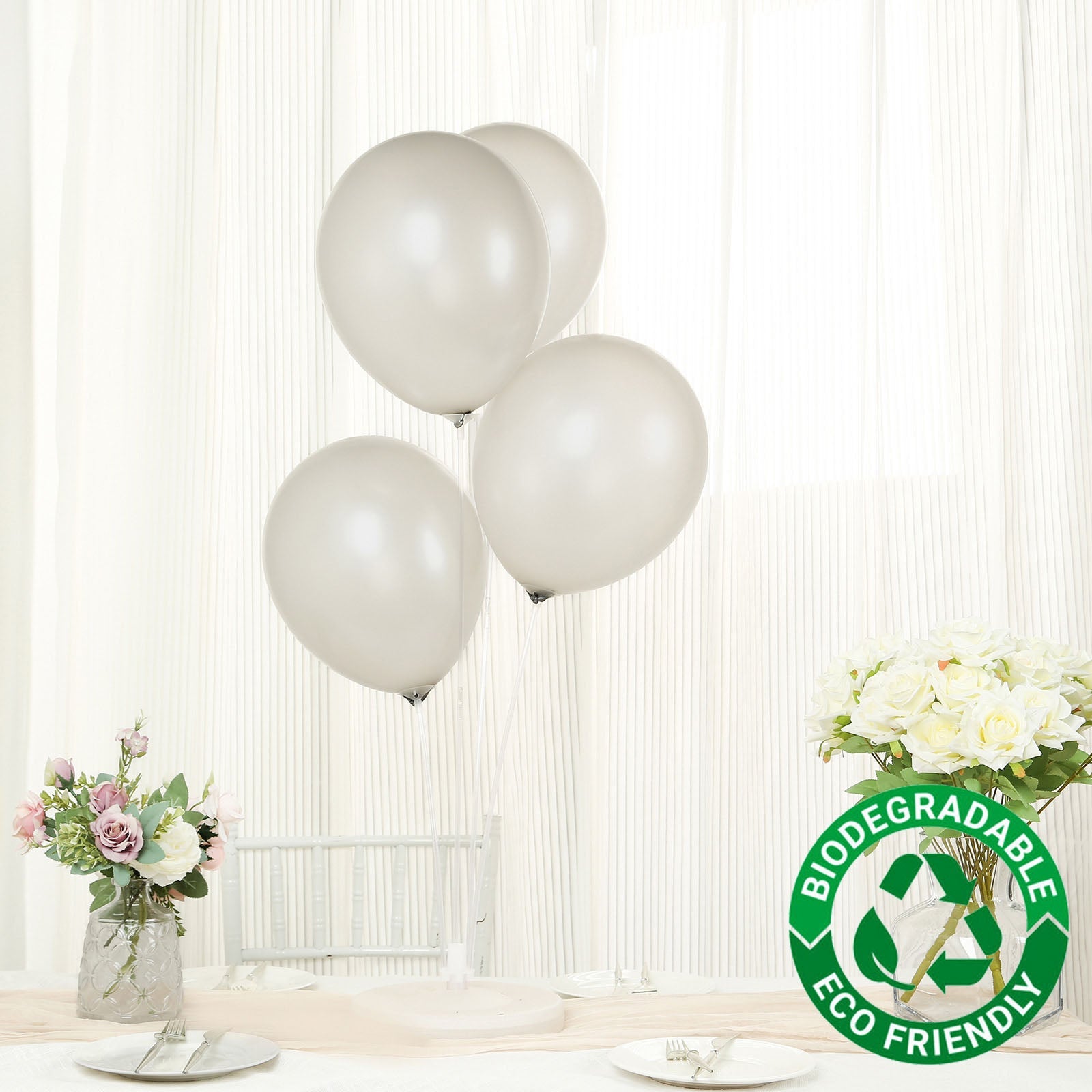 50 Pack Silver Biodegradable Balloons, 12" Thickened Extra Strong Eco-friendly Latex Helium Party Balloons