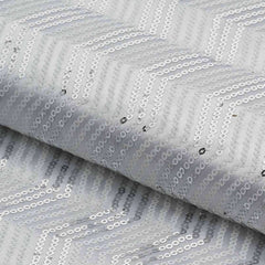 54"x 4 Yards White Silver Iridescent Party Sequin Design Polyester Fabric Bolt