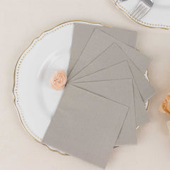 50-Pack Paper Beverage Napkins Silver - 2 Ply Disposable Soft 18GSM Cocktail Napkins 5"x5"
