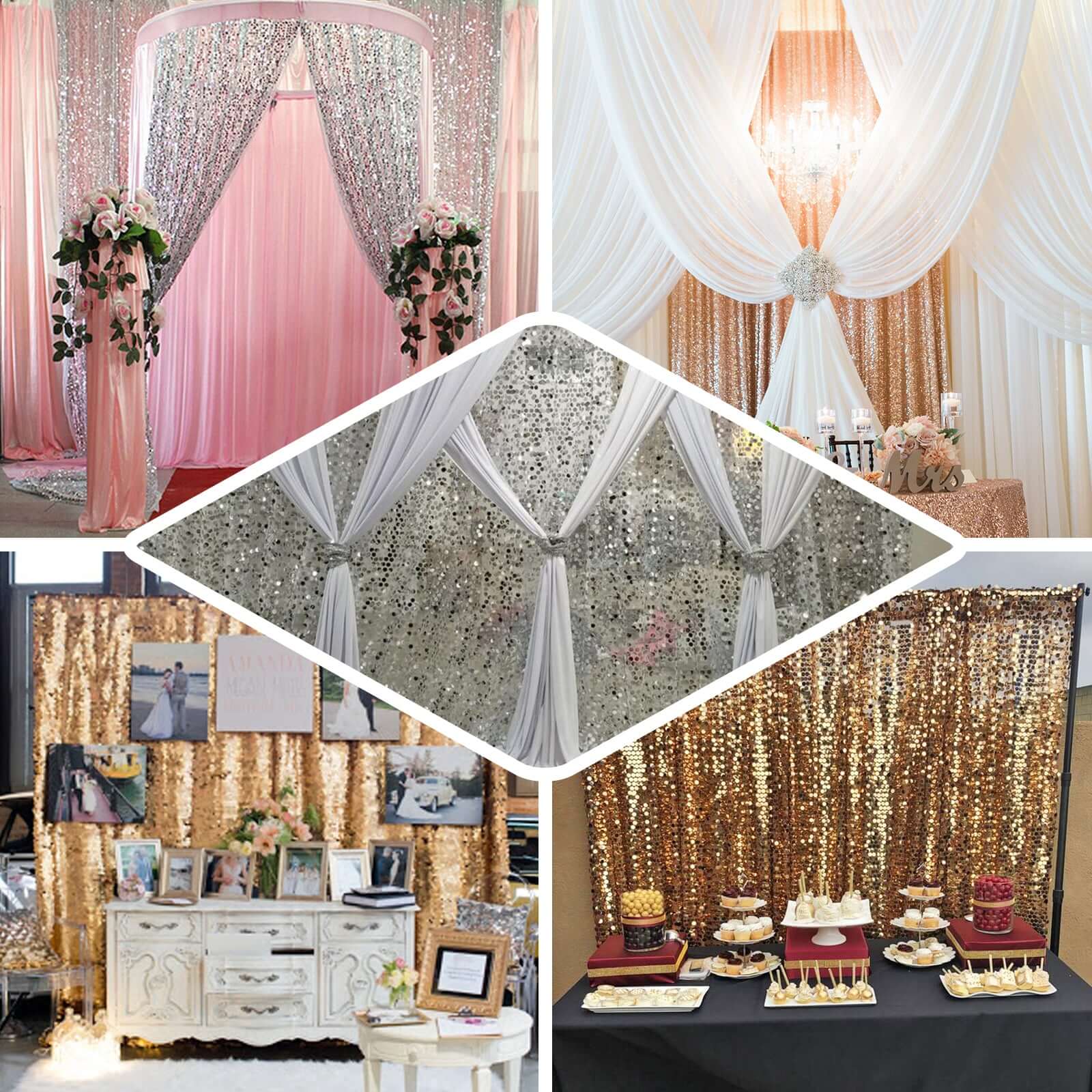20ftx10ft Silver Big Payette Sequin Event Curtain Drapes, Backdrop Event Panel