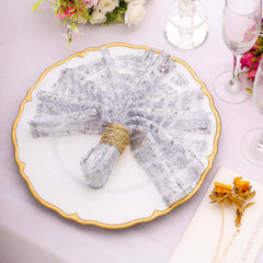 Sequin Napkins 20"x20" Silver - Diamond Pattern Reusable Napkin