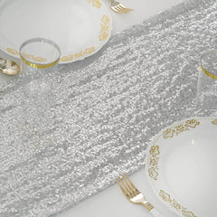 Sequin 12"x108" Table Runner Silver - Glittering Design