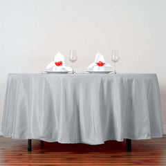Polyester 108" Round Tablecloth Silver - Wrinkle-Resistant Table Cover