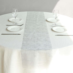 Mesh 11"x108" Table Runner Metallic Silver - Glitter Design for Convenient Event Decoration