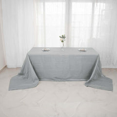 Taffeta 90"x156" Rectangle Tablecloth Silver - Accordion Crinkle Seamless Table Cover