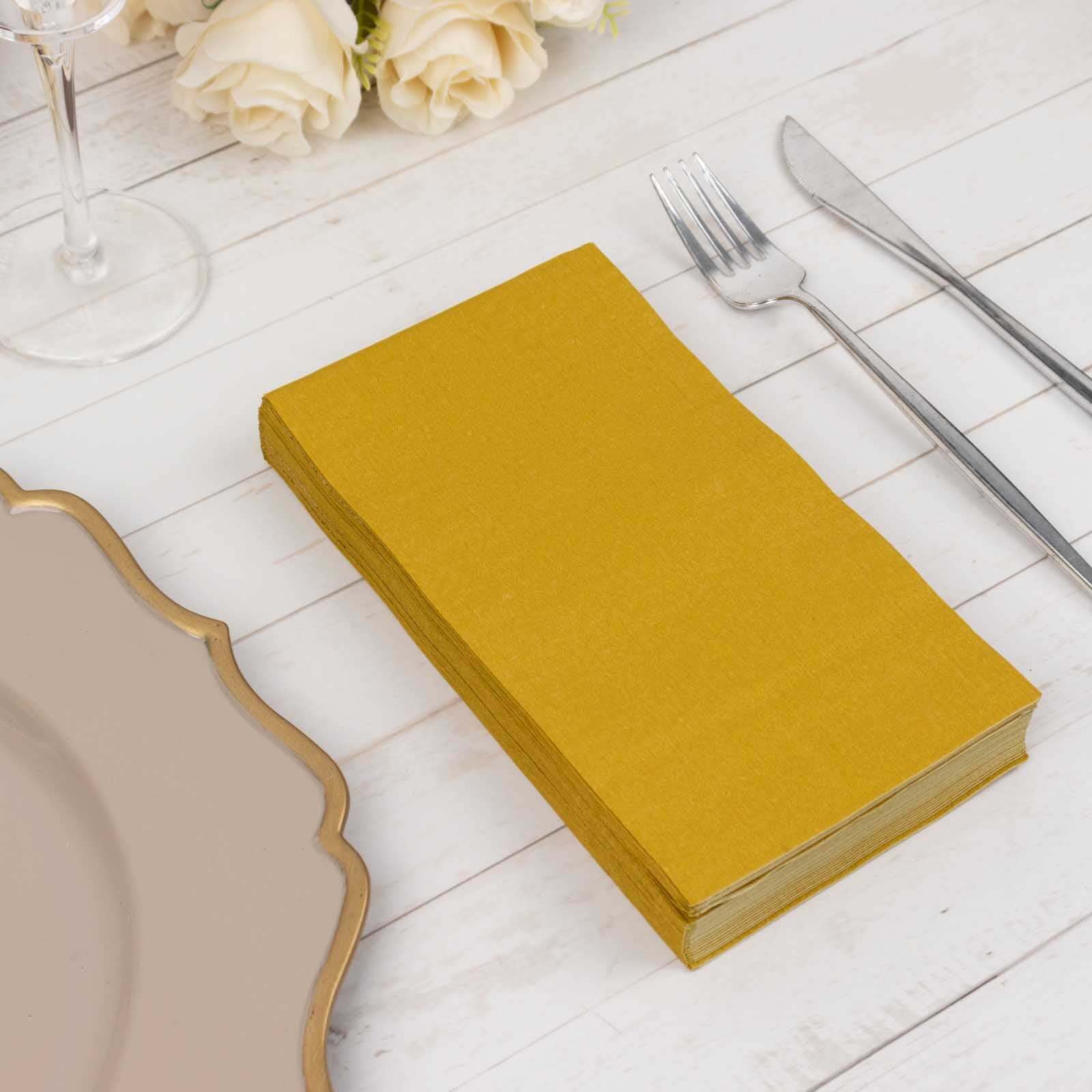 50-Pack Paper Napkins Soft Gold - Disposable 2-Ply Cocktail and Beverage Napkins for Weddings