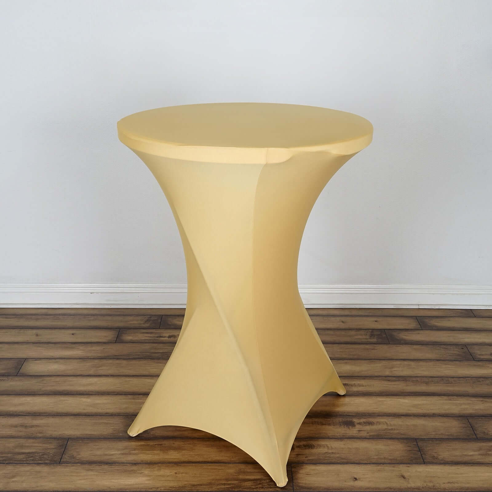 Spandex 24"-32" Round Cocktail Table Cover Champagne - Easy to Maintain Stretch Fitted Highboy Tablecloth