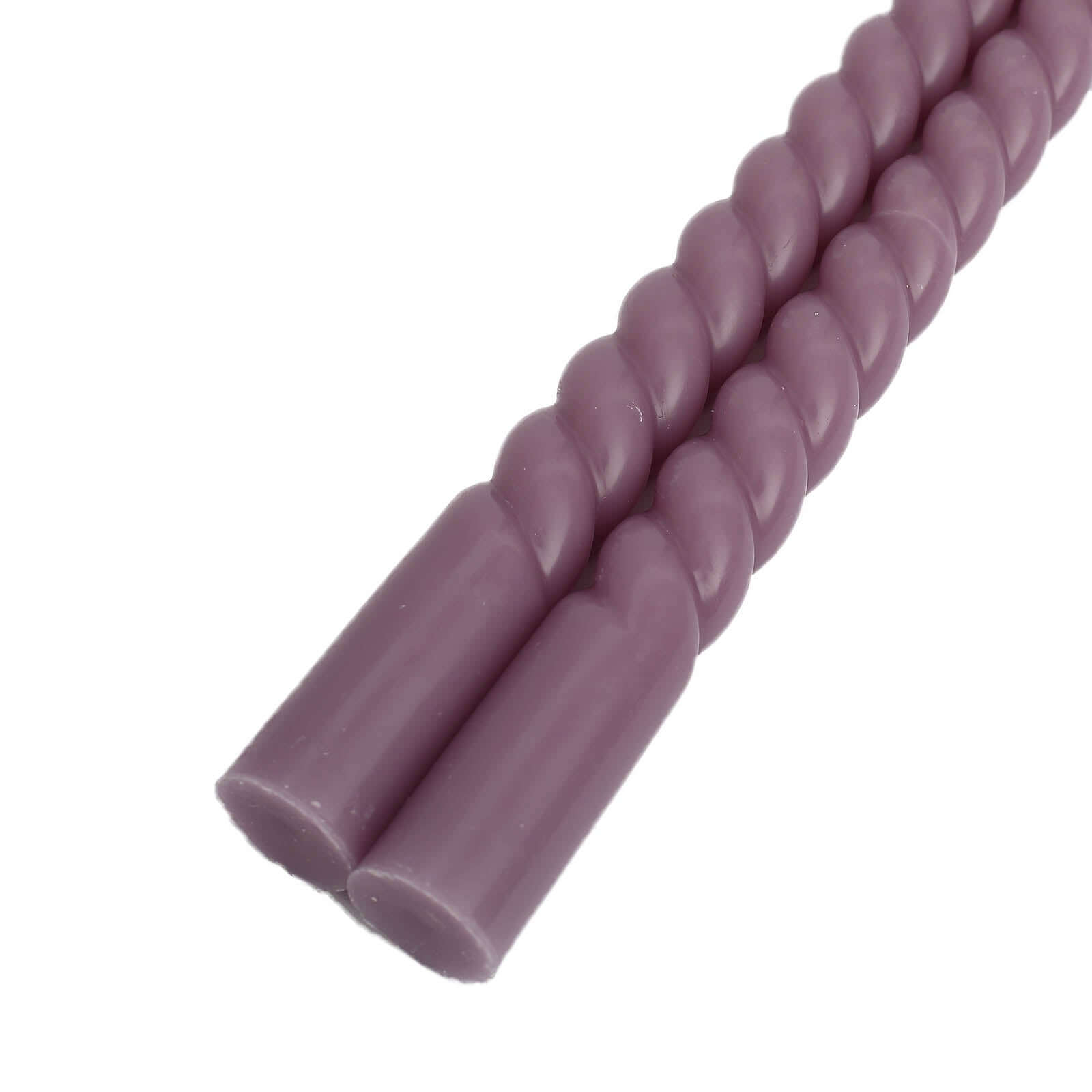 12-Pack Taper Candles Spiral Long Burn Wick Design Violet Amethyst - Premium Unscented Wax Dinner Candle Sticks 11"