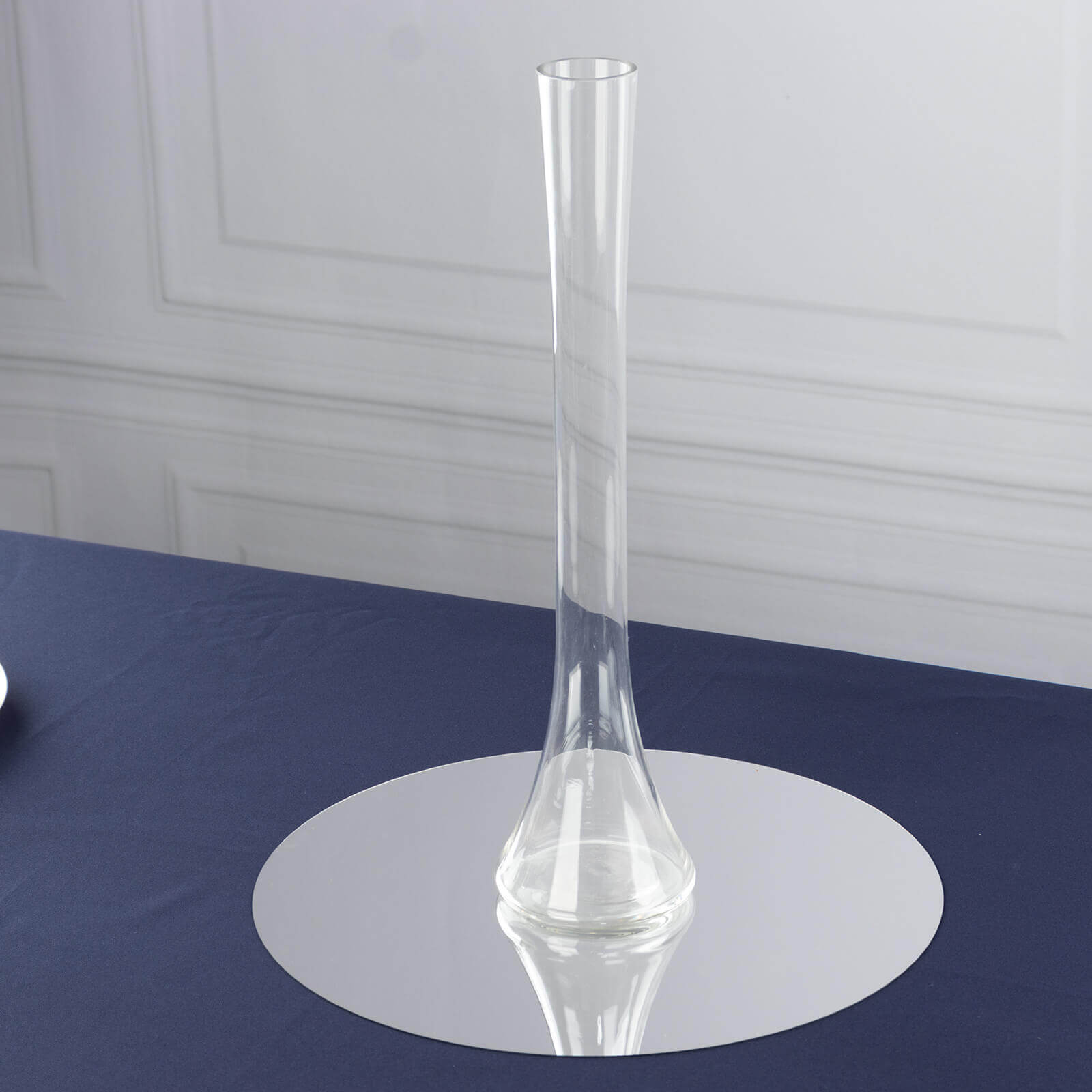 6-Pack Glass Eiffel Tower Vases Clear with Round Base - Tall Skinny Flower Bud Wedding Centerpieces 16"