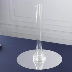 6-Pack Glass Eiffel Tower Vases Clear with Round Base - Tall Skinny Flower Bud Wedding Centerpieces 16"