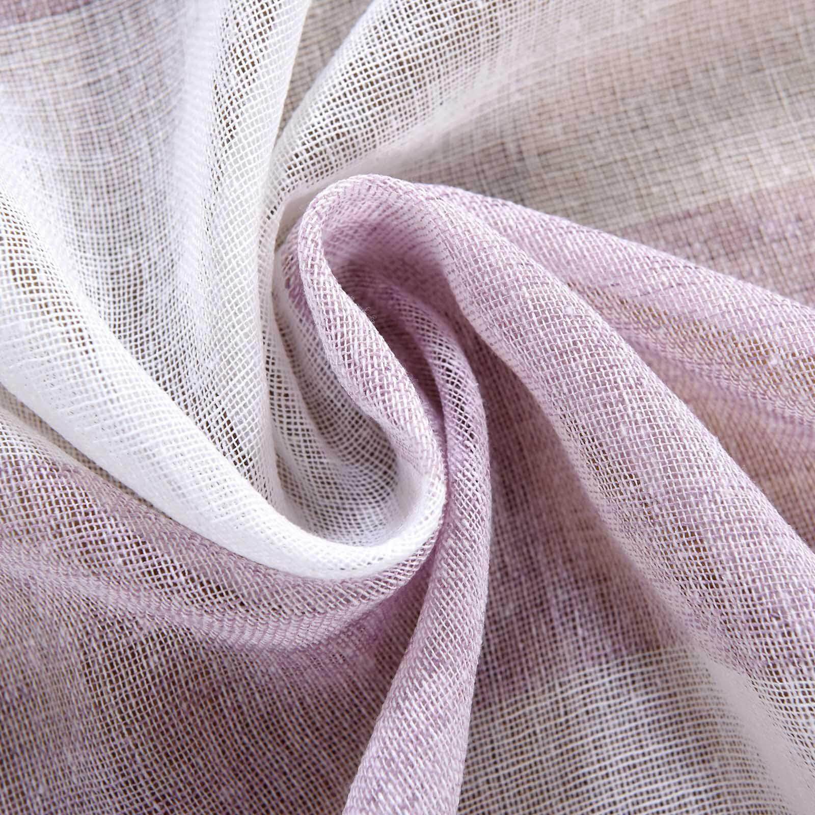 2 Pack White Lavender Lilac Cabana Print Faux Linen Curtain Panels With Chrome Grommet - 52"x108"