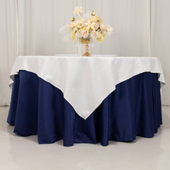 Cotton Blend 70"x70" Table Overlay Square Tablecloth White - Wrinkle-Resistant Fabric for Modern Table Decor
