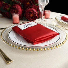8-Pack Glass Round Charger Plates 12" in Gold with Beaded Rim, Event Tabletop Decorative Dinner Charger Tableware