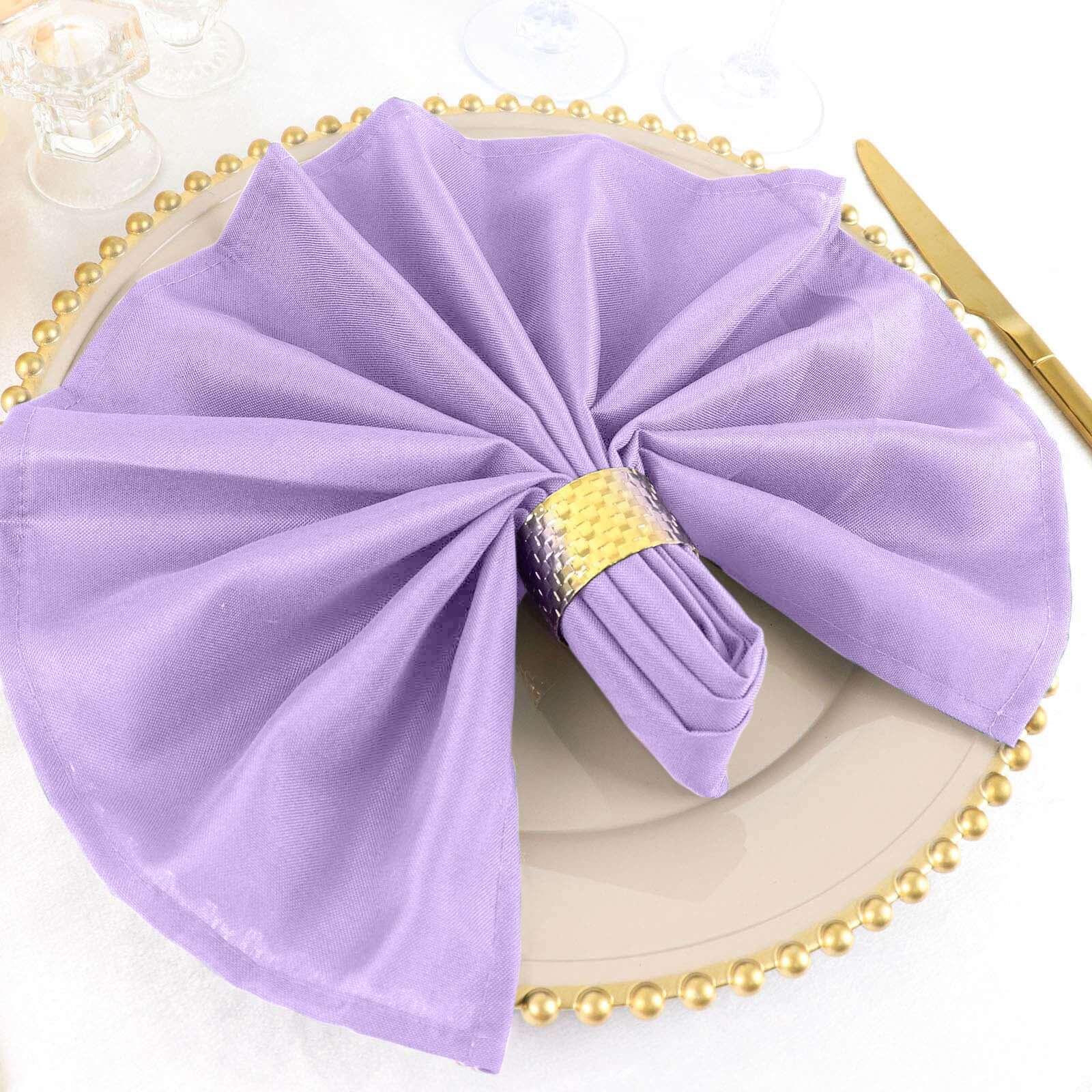 5 Pack Polyester 20"x20" Napkins Lavender Lilac - Wrinkle Resistant & Easy Care Cloth Napkins