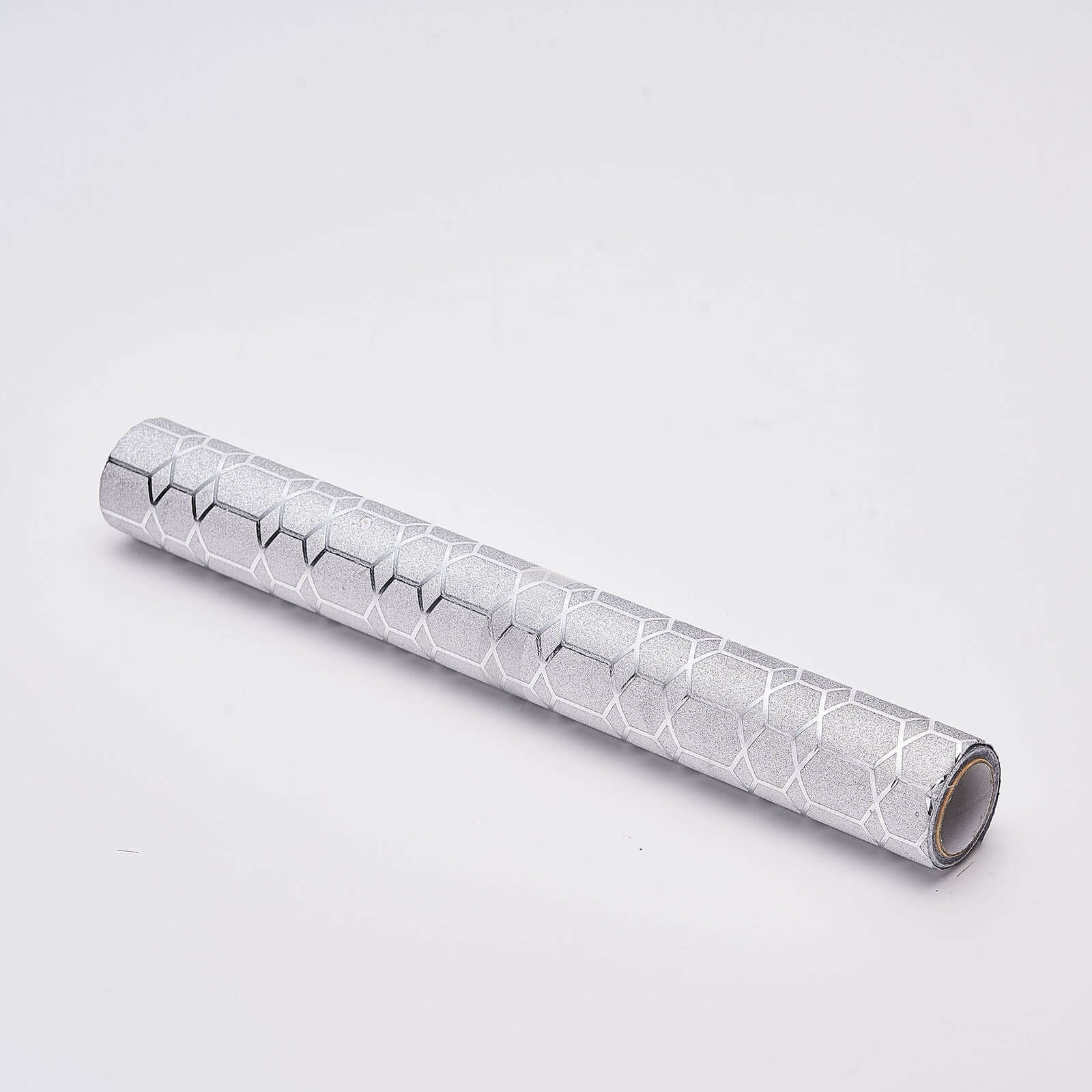 Glitter Paper 9ft Table Runner Roll Silver Disposable Geometric Honeycomb Pattern Table Decor