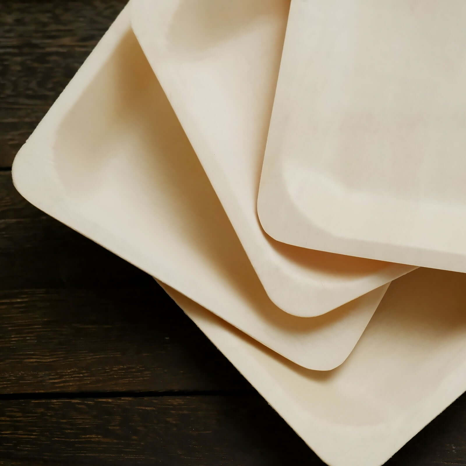 25 Pack 6" Square Eco Friendly Birchwood Wooden Dessert, Appetizer Plates