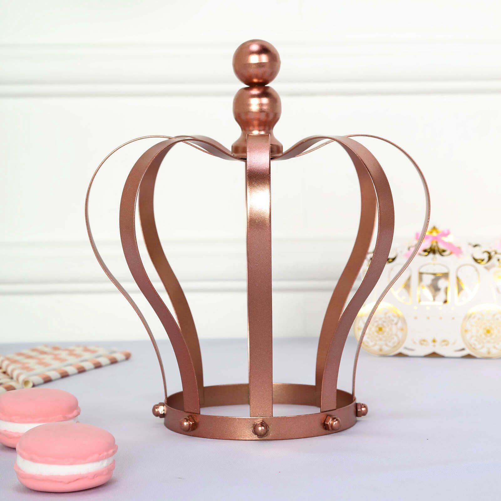 Metal Royal Crown Cake Topper Rose Gold - Sophisticated Wedding Cake Centerpiece Decor for Themed Events 9"