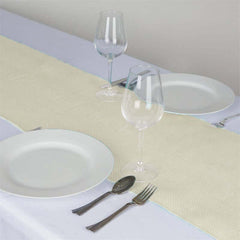 Burlap Jute 14"x108" Table Runner Ivory - Rustic Boho Chic Tabletop Decor