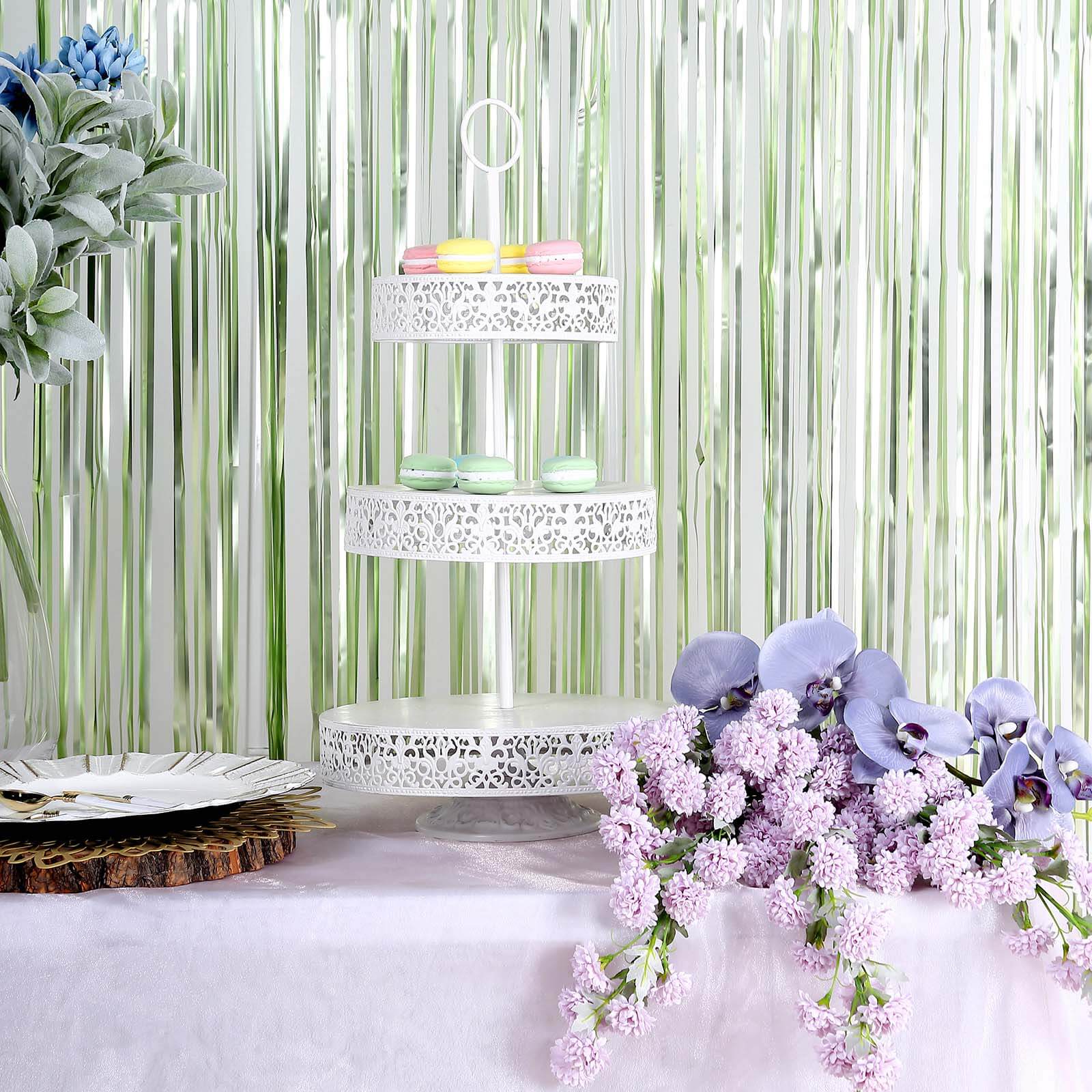 8ft Matte Sage Green Metallic Tinsel Foil Fringe Doorway Curtain Party Backdrop